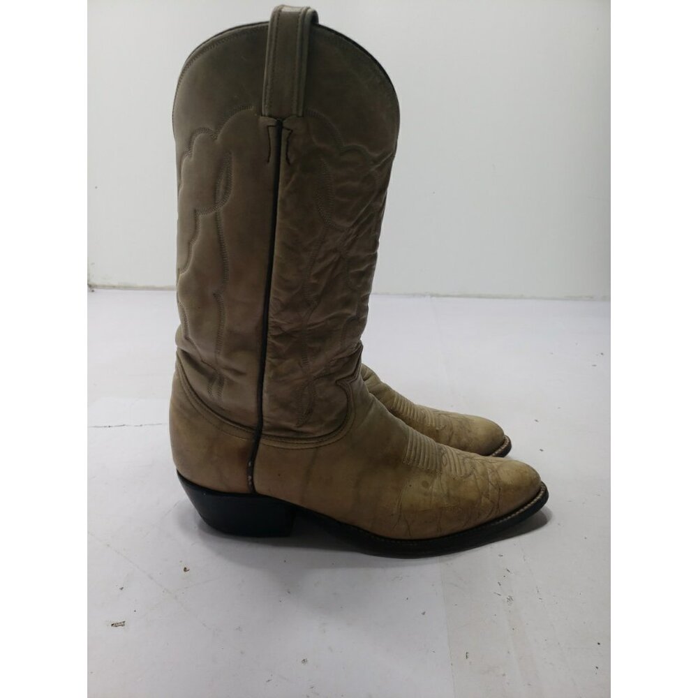 TONY LAMA Mens Leather Cream Cowhide Cowboy Boots Style 7076 Size 10 1/2 D